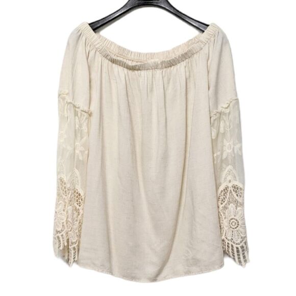 HUMMINGBIRD Lace Embroidered Off Shoulder Top M - Picture 2 of 8